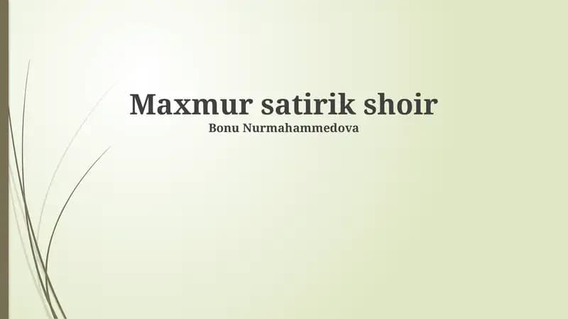 Maxmur satirik shoir