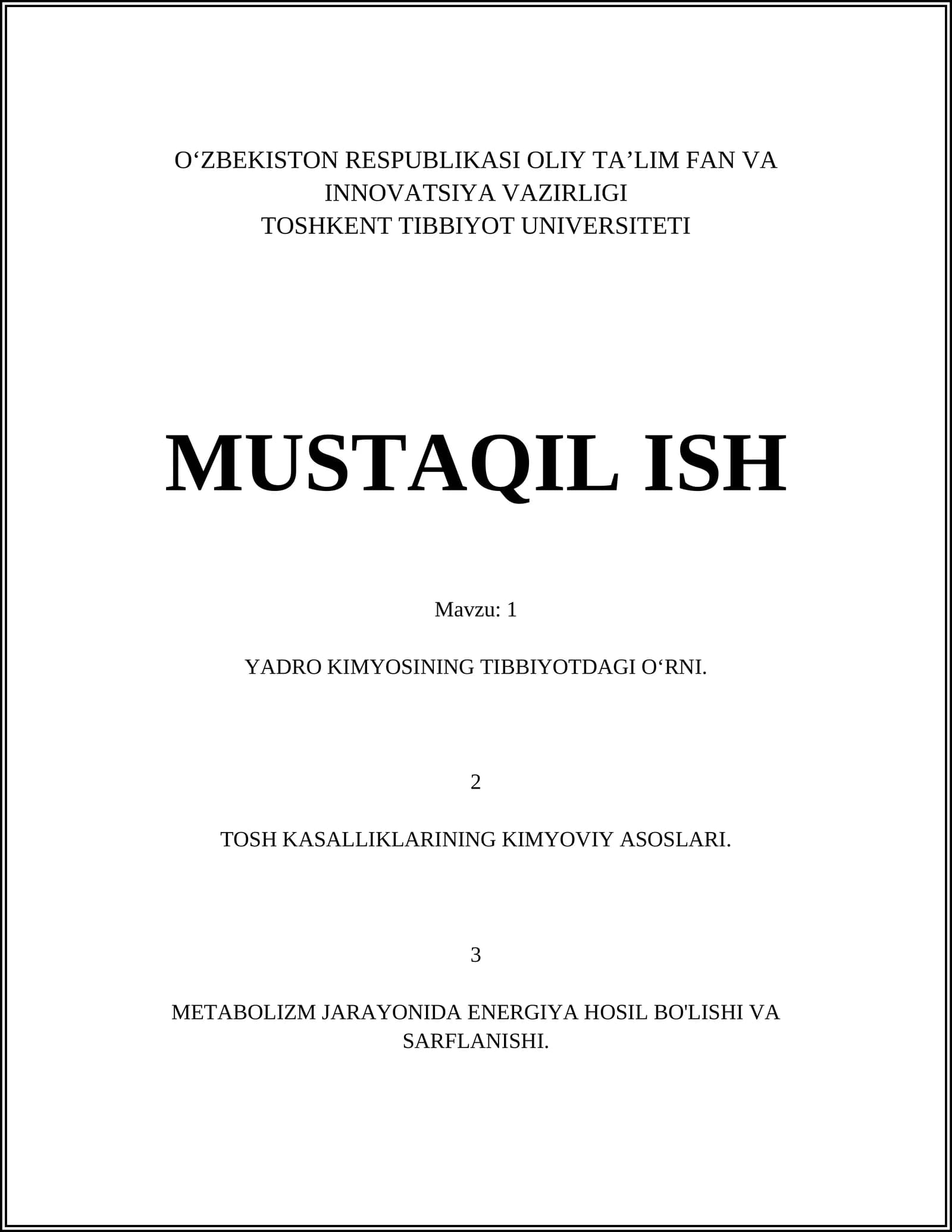 Yadro kimyosining tibbiyotdagi o‘rni