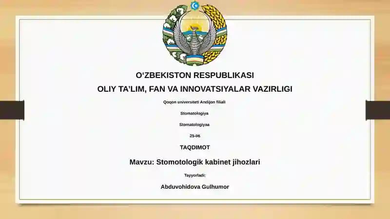 Stomatologik kabinet jihozlari