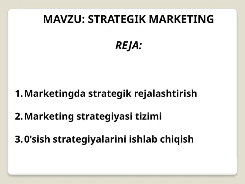 Strategik Marketing