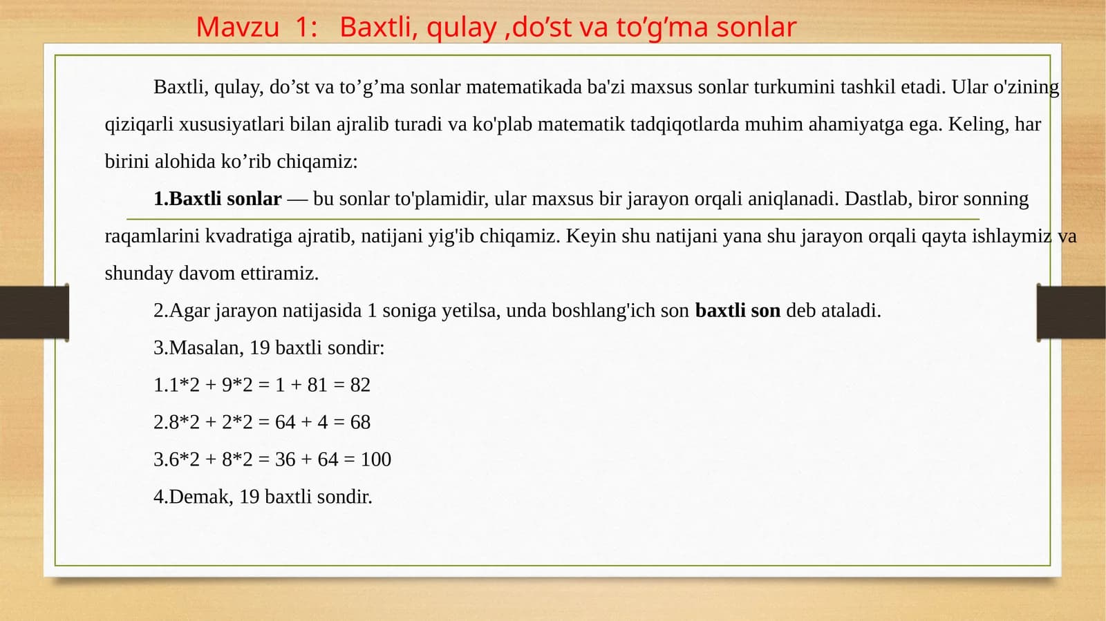 Baxtli sonlar