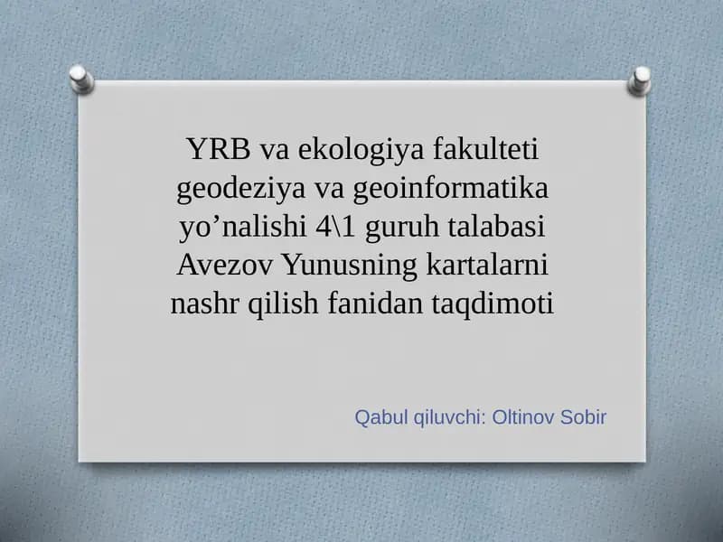 Kartalar tuzish bo'yicha fan
