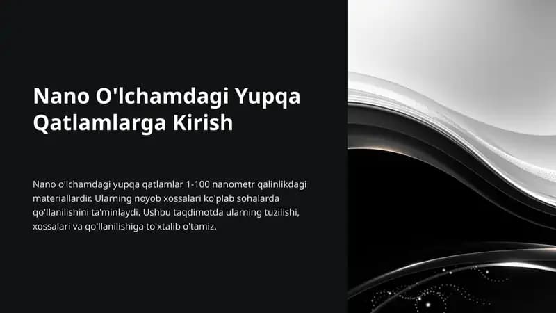 Nano O'lchamdagi Yupqa Qatlamlarga Kirish