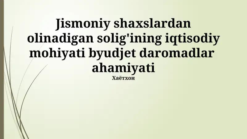 Soliq Qonunchiligi va uning Ahamiyati