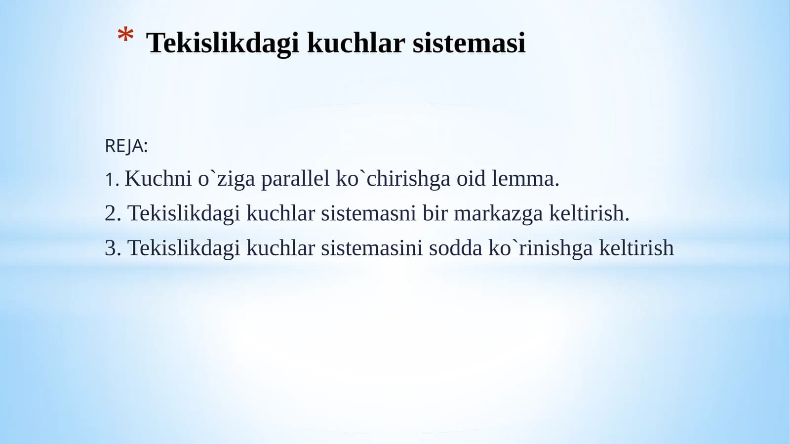 Tekislikdagikuchlarsistemasi