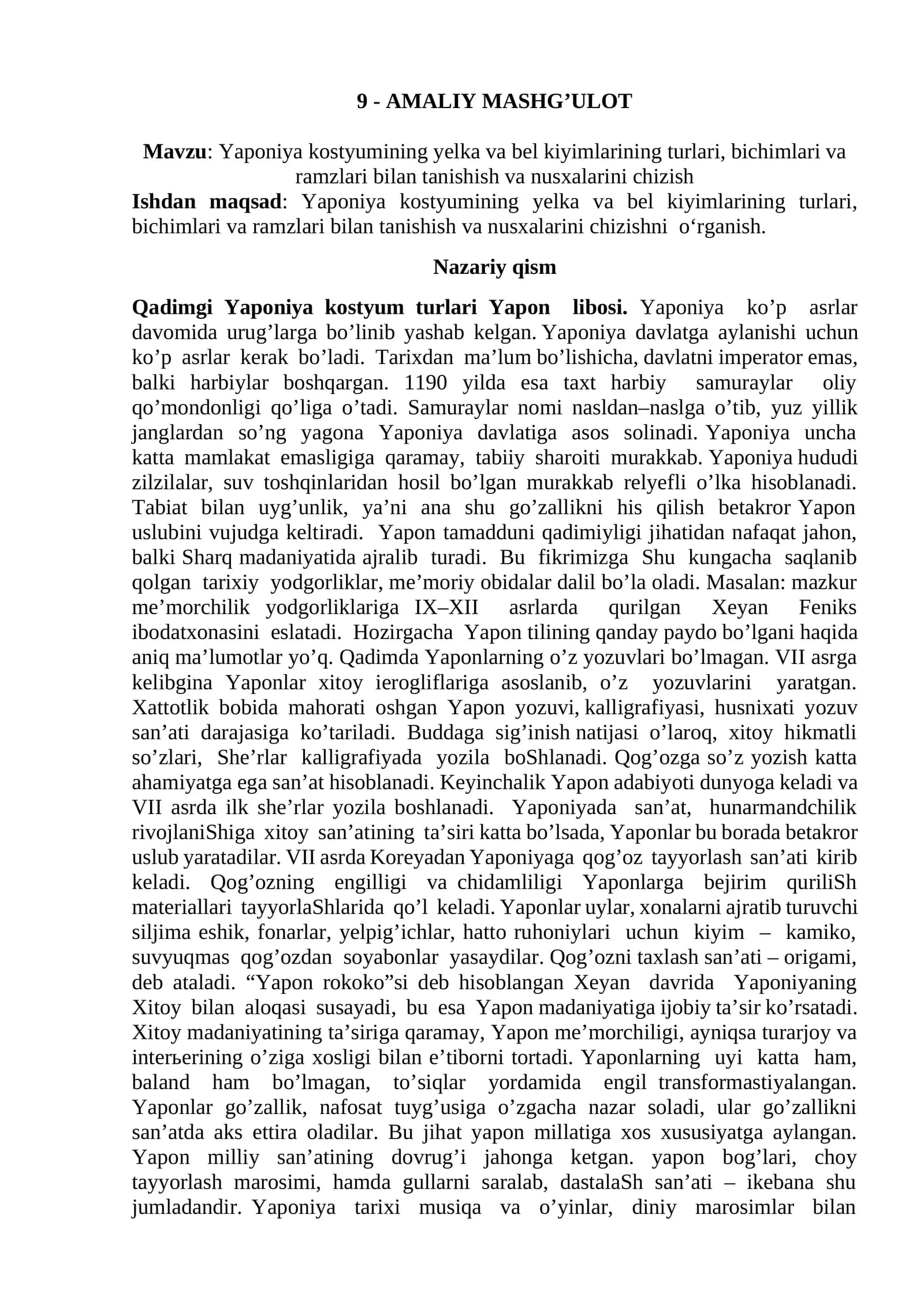 Yaponiya kоstyumi
