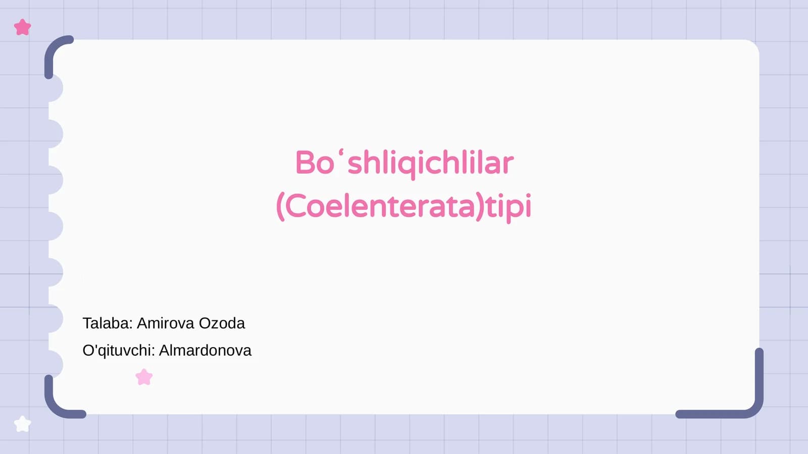 Boʻshliqichlilar (Coelenterata)tipi