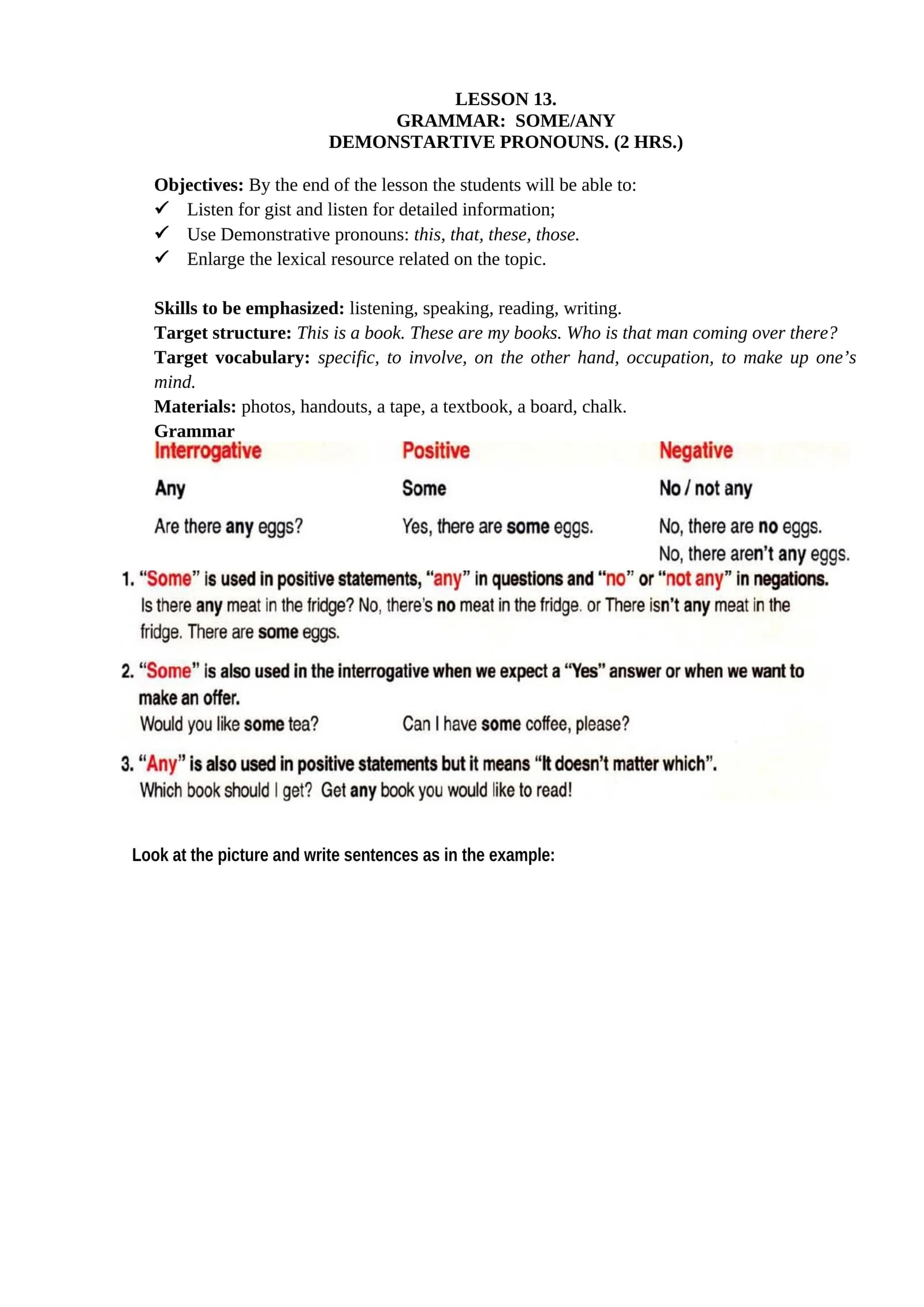 GRAMMAR: SOME/ANY DEMONSTARTIVE PRONOUNS