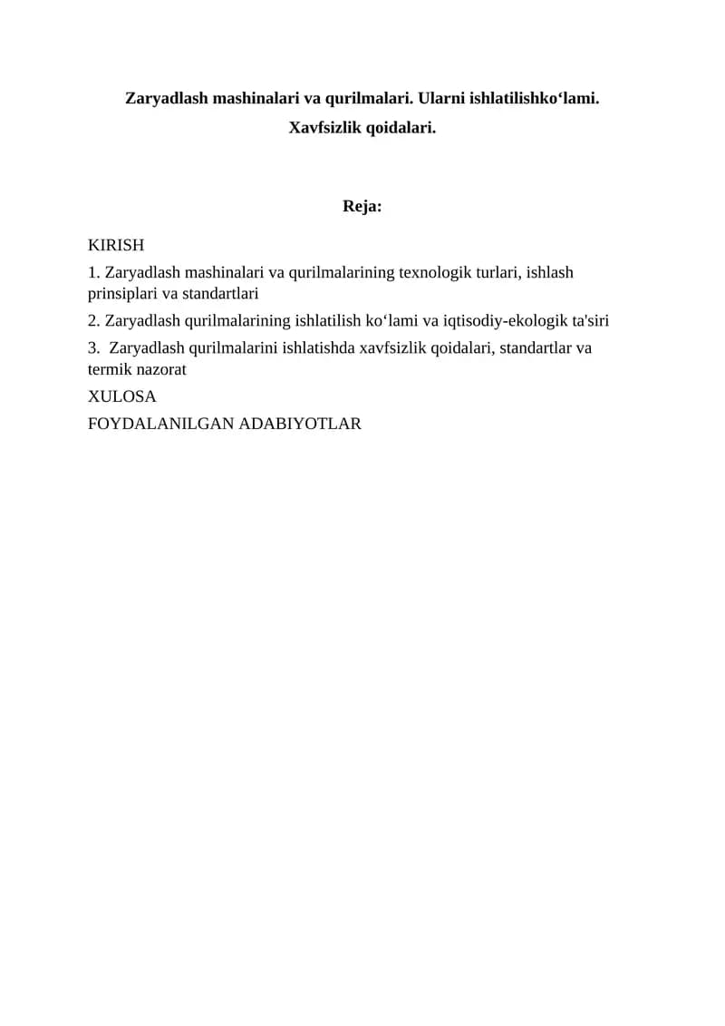 Zaryadlash mashinalari va qurilmalari