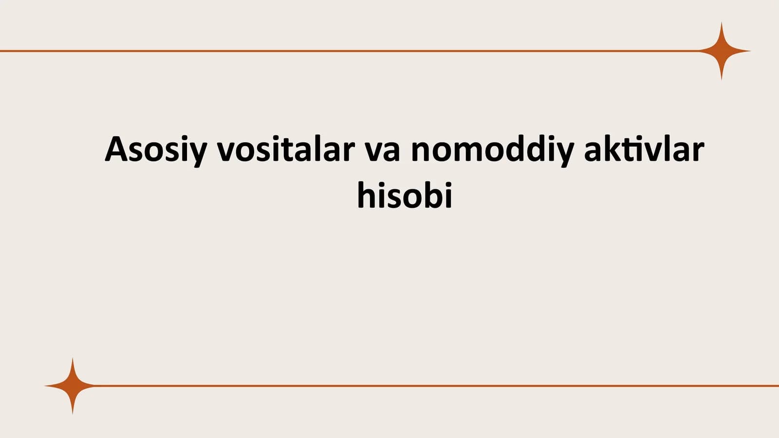 Asosiy vositalar va nomoddiy aktivlar hisobi