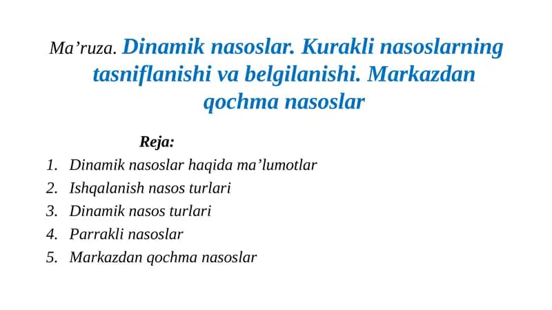 Dinamik nasoslar