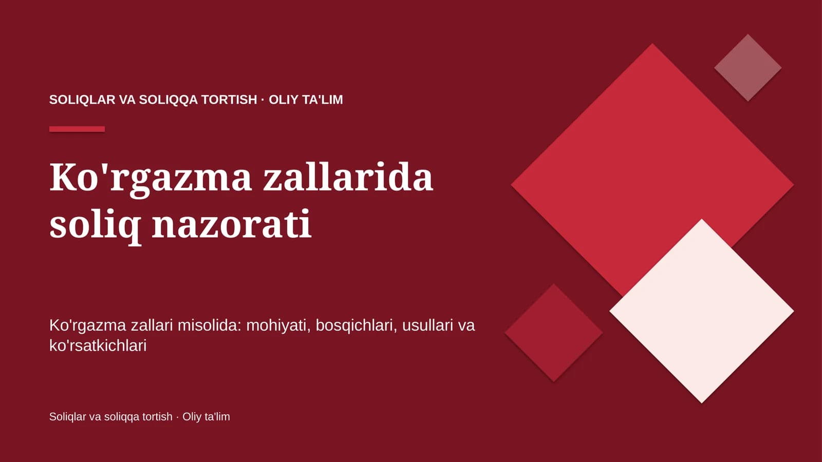 Ko'rgazma zallarida soliq nazorati