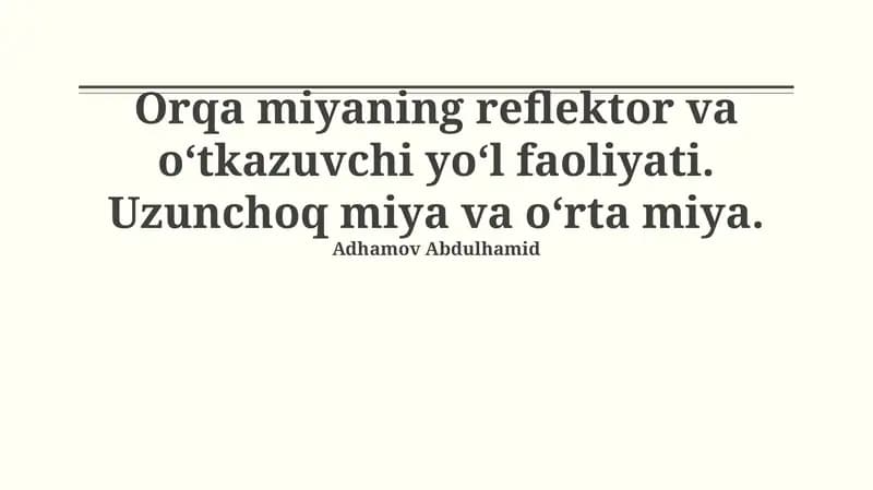 Medulla Oblongata: O'tkazuvchan Yo'llar