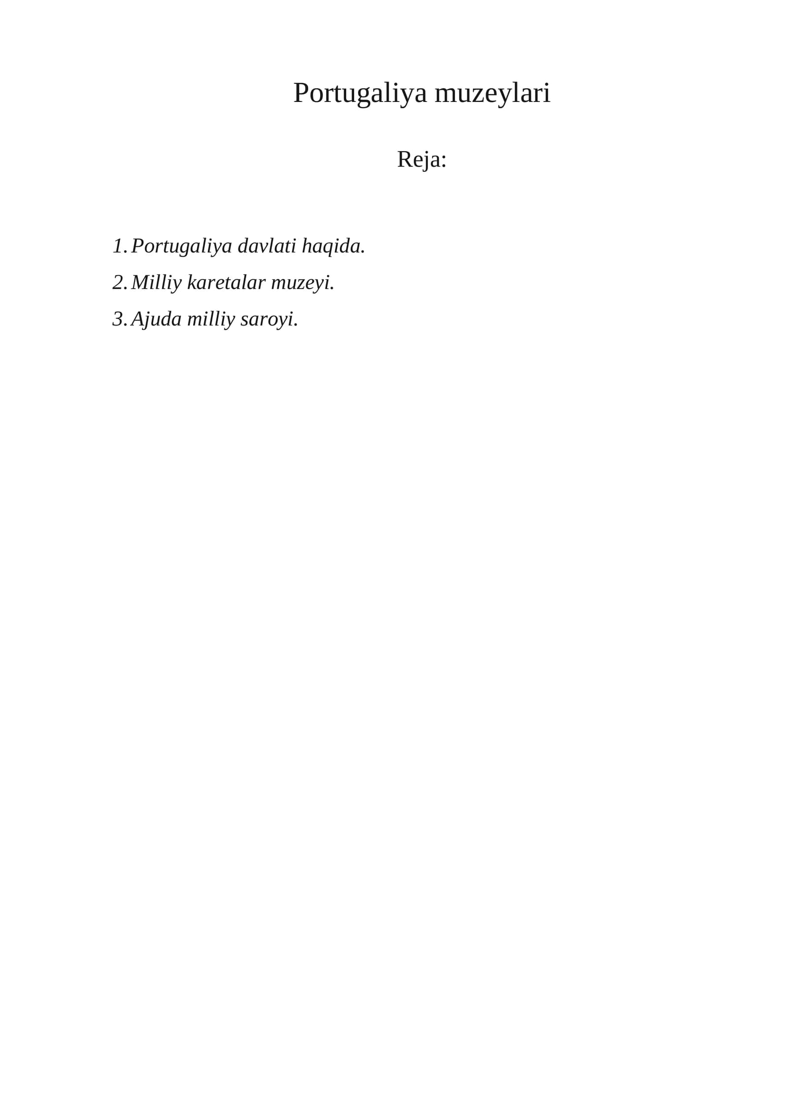Portugaliya muzeylari