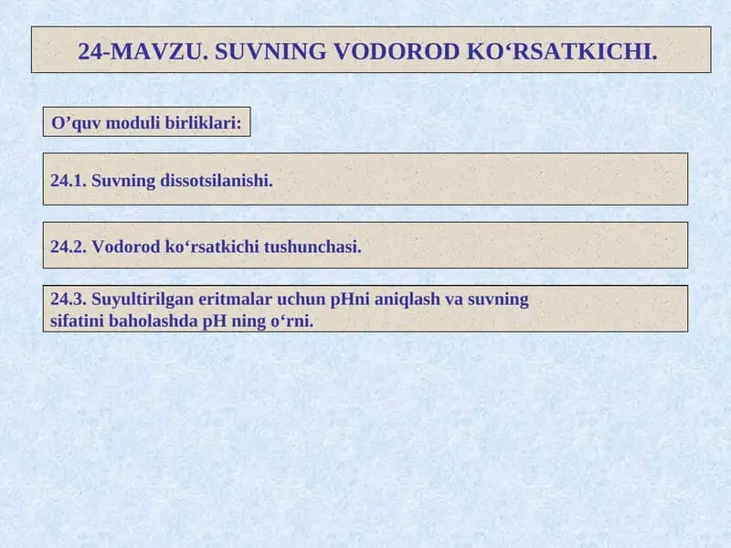 Vodorod ko‘rsatkichi tushunchasi
