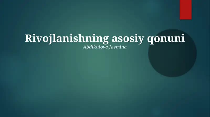 Rivojlanishning asosiy qonuni