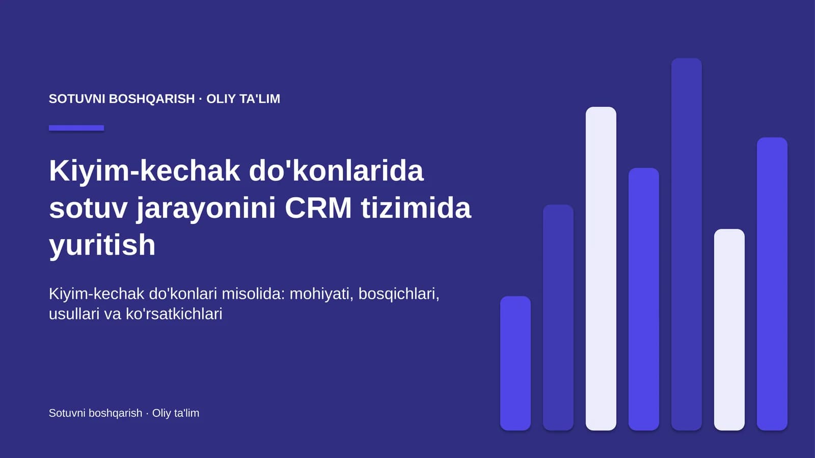 Kiyim-kechak do'konlarida sotuv jarayonini CRM tizimida yuritish