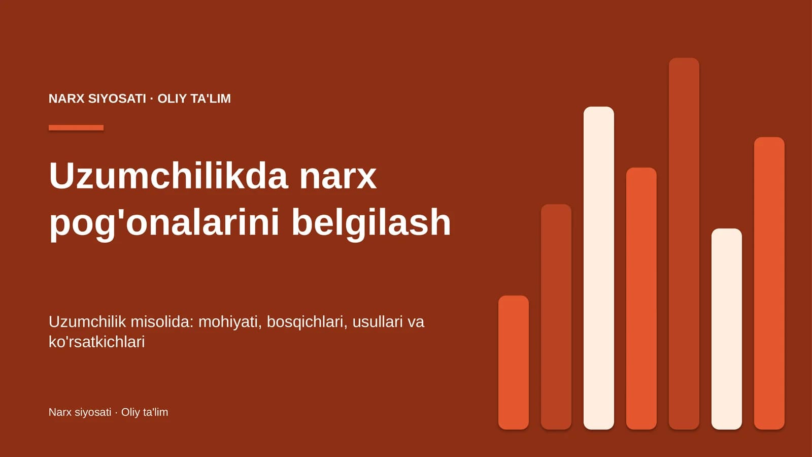 Uzumchilikda narx pog'onalarini belgilash