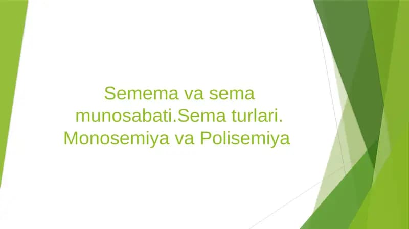 Semema va sema munosabati.Sema turlari. Monosemiya va Polisemiya