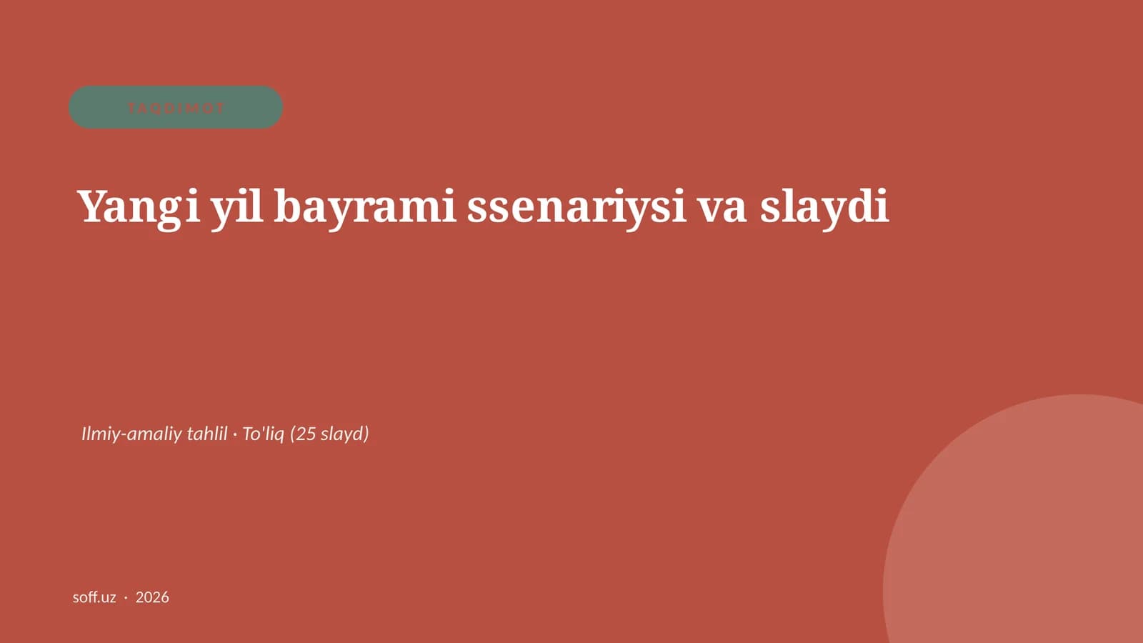 Yangi yil bayrami ssenariysi va slaydi