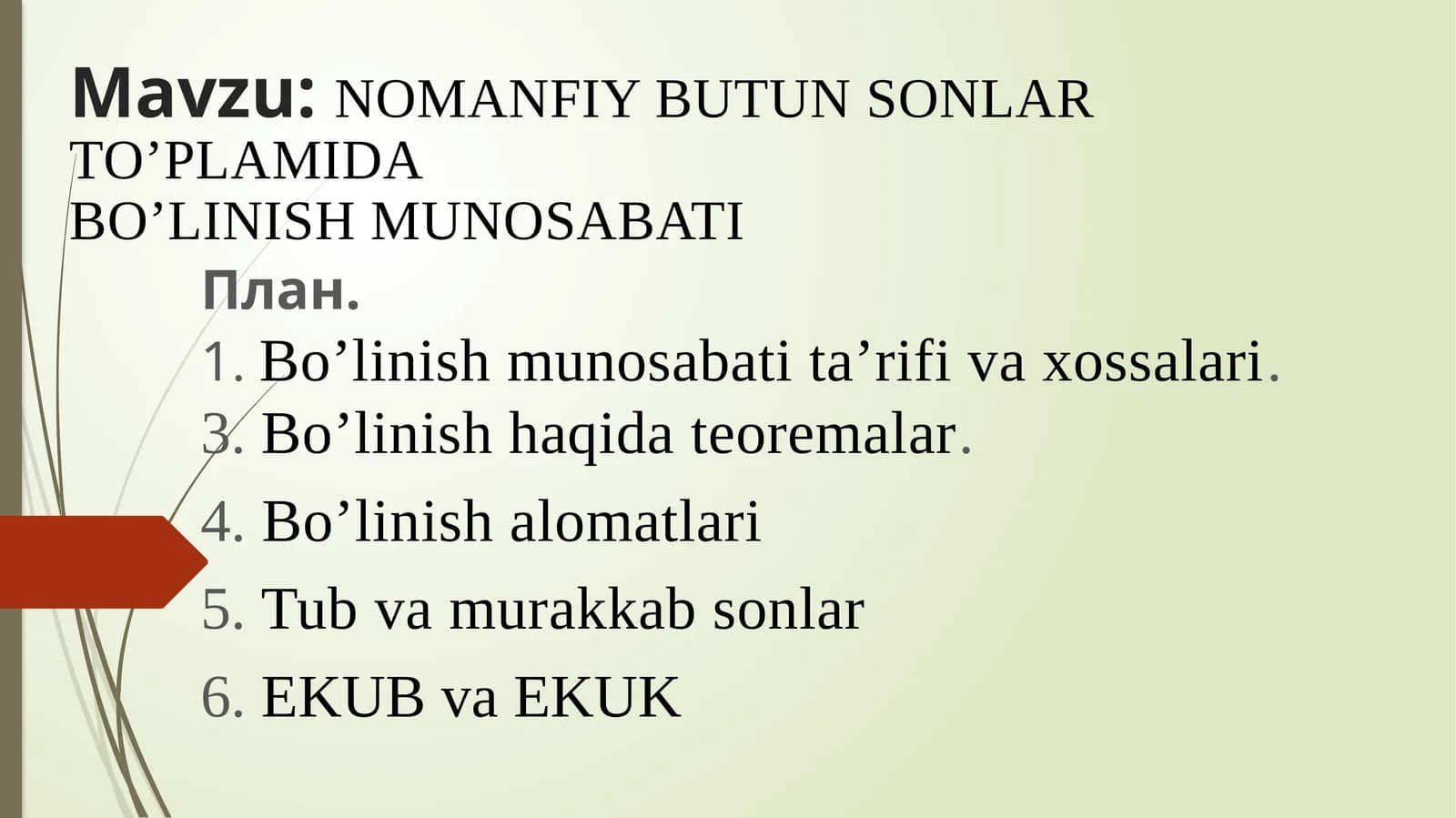 NOMANFIY BUTUN SONLAR TO’PLAMIDABO’LINISH MUNOSABATI