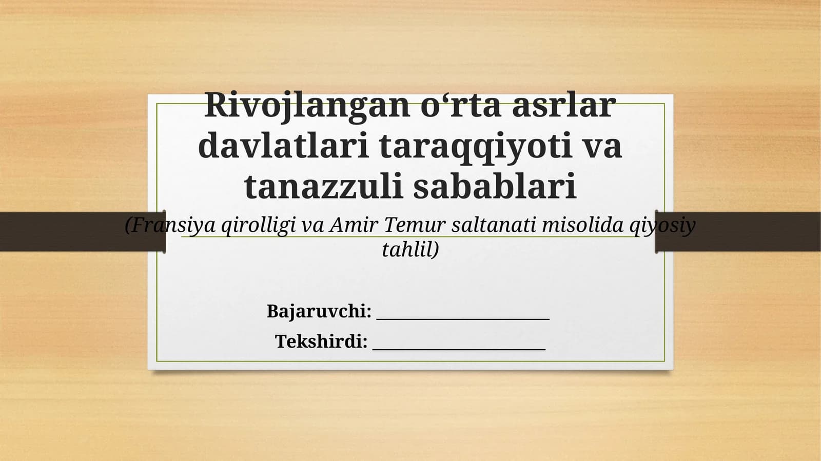 Rivojlangan o‘rta asrlar davlatlari taraqqiyoti va tanazzuli sabablari