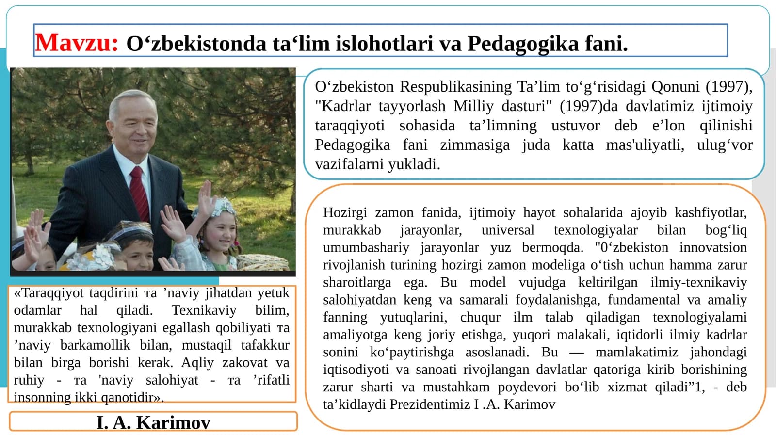 O‘zbekiston data o‘limi slohotlari va Pedagogika fanlari