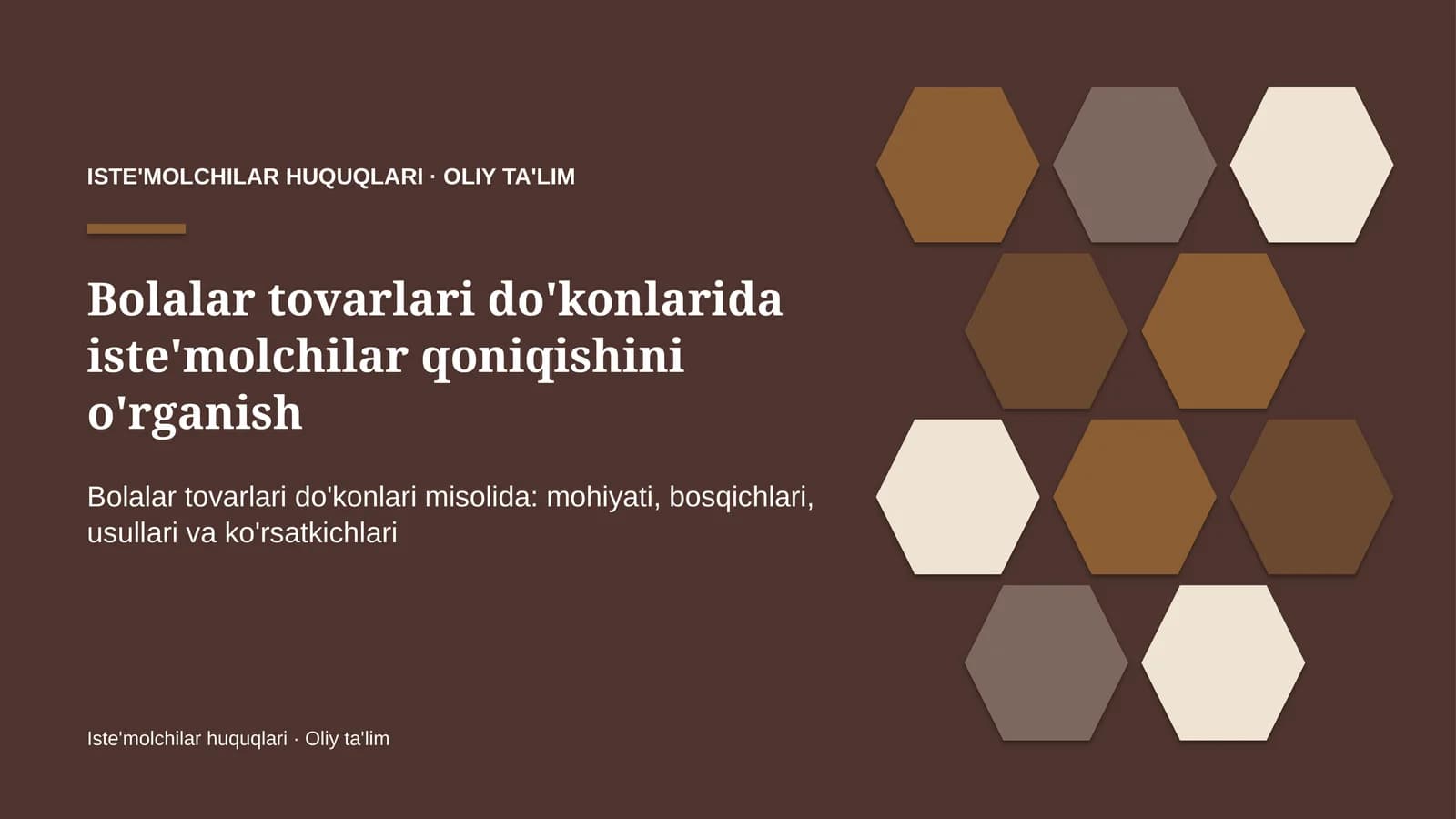 Bolalar tovarlari do'konlarida iste'molchilar qoniqishini o'rganish