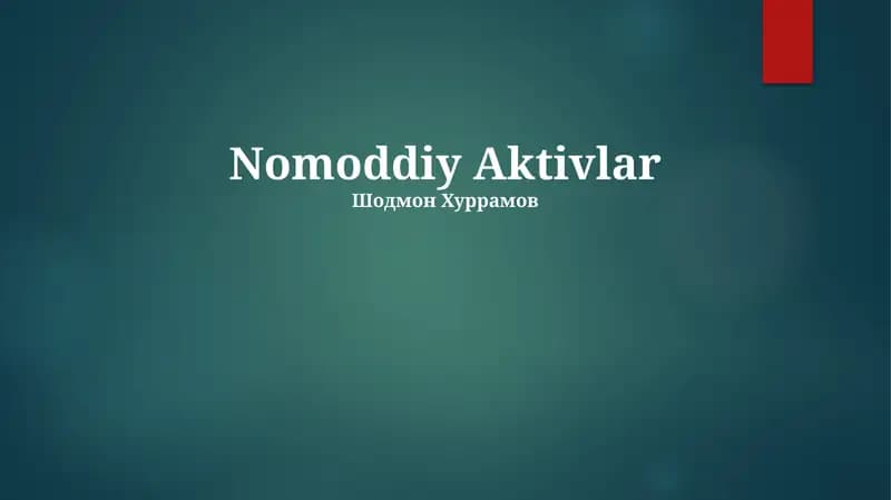 Nomoddiy Aktivlar