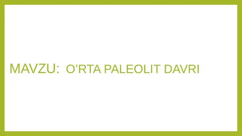O’rtapaleolit davri