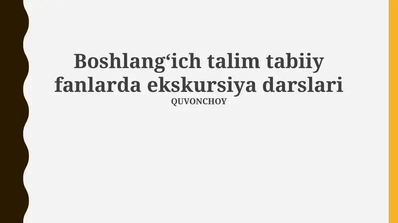 Tabiatshunoslik fanlari bo'yicha boshlang'ich ta'lim ekskursiyalari