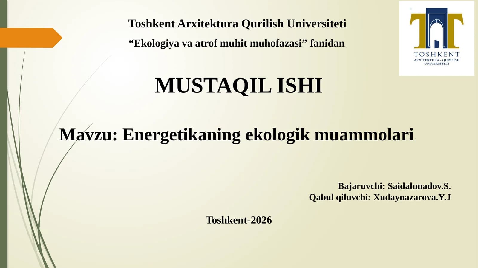 Energetikaning ekologik muammolari