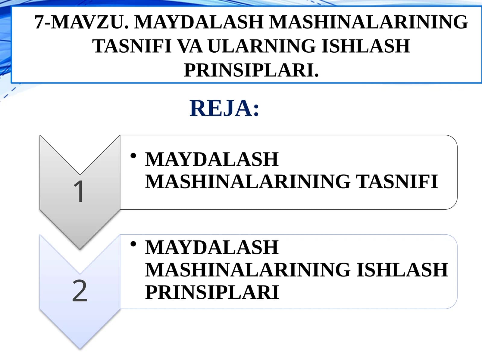 MAYDALASH MASHINALARINING TASNIFI VA ULARNING ISHLASHPRINSIPLARI