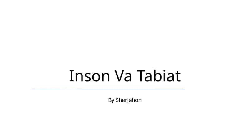 Inson Va Tabiat