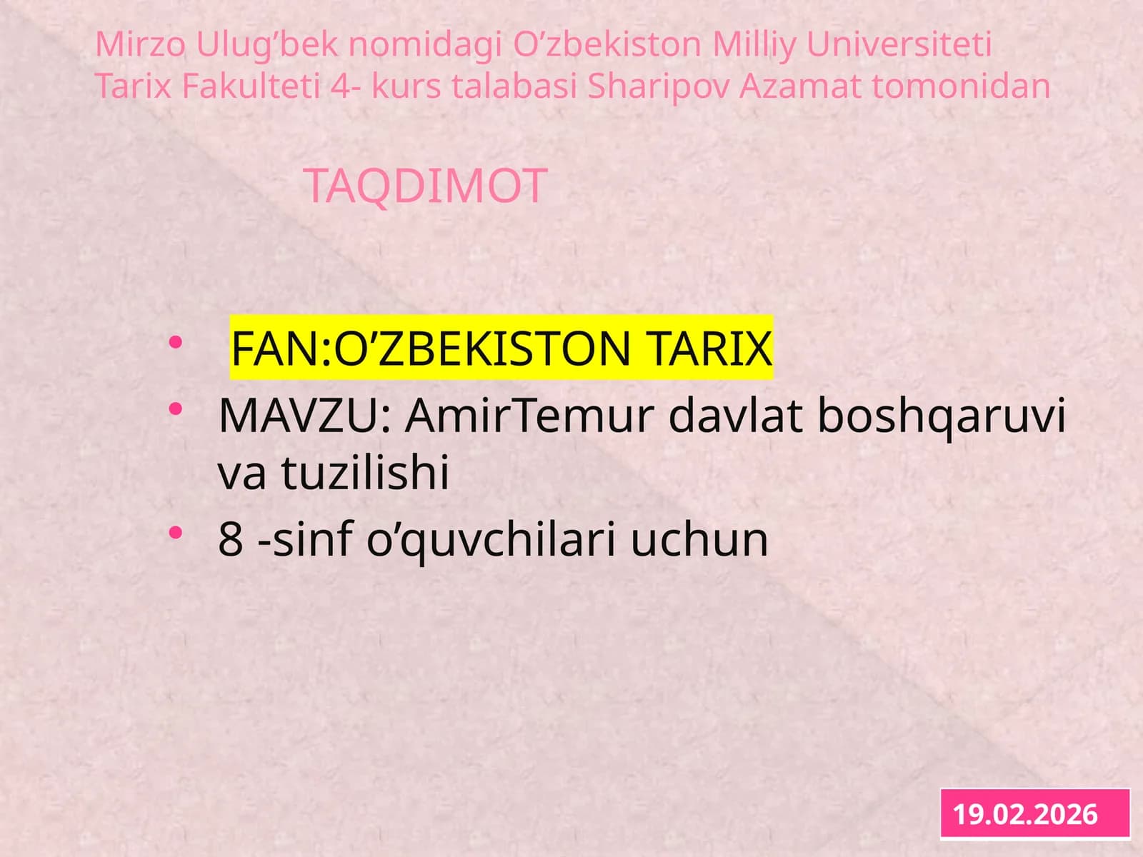 Amir Temur davlat boshqaruvi va tuzilishi