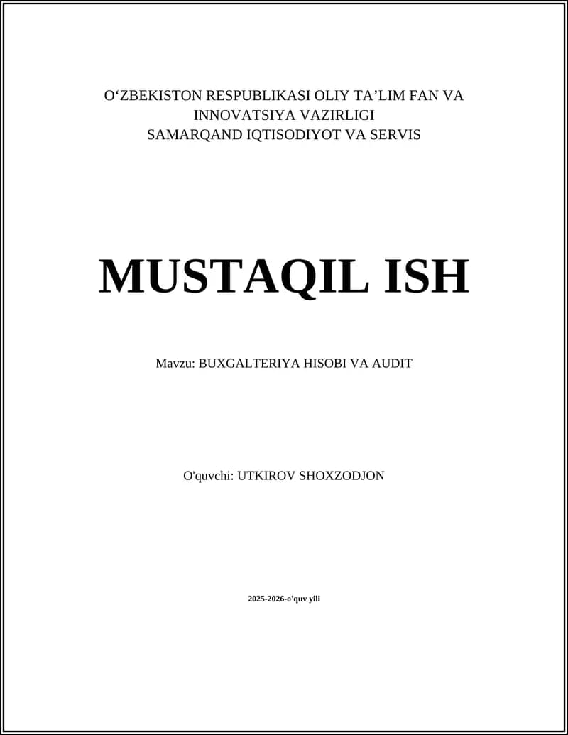 BUXGALTERIYA HISOBI VA AUDIT