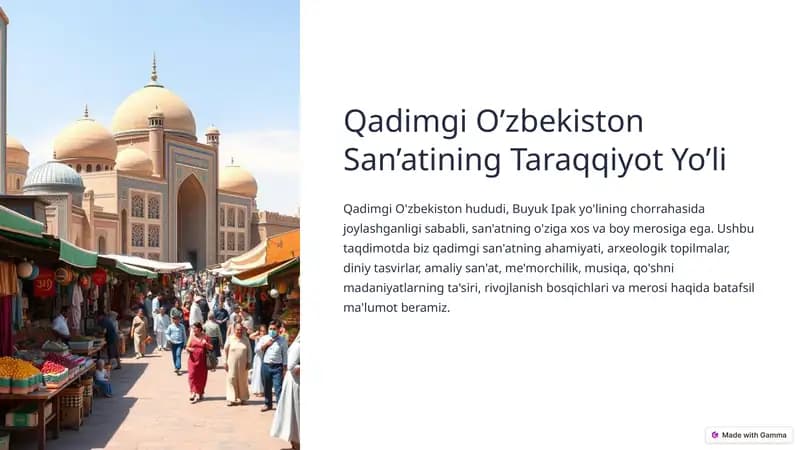 Qadimgi O'zbekiston San'atining Taraqqiyot Yo'li