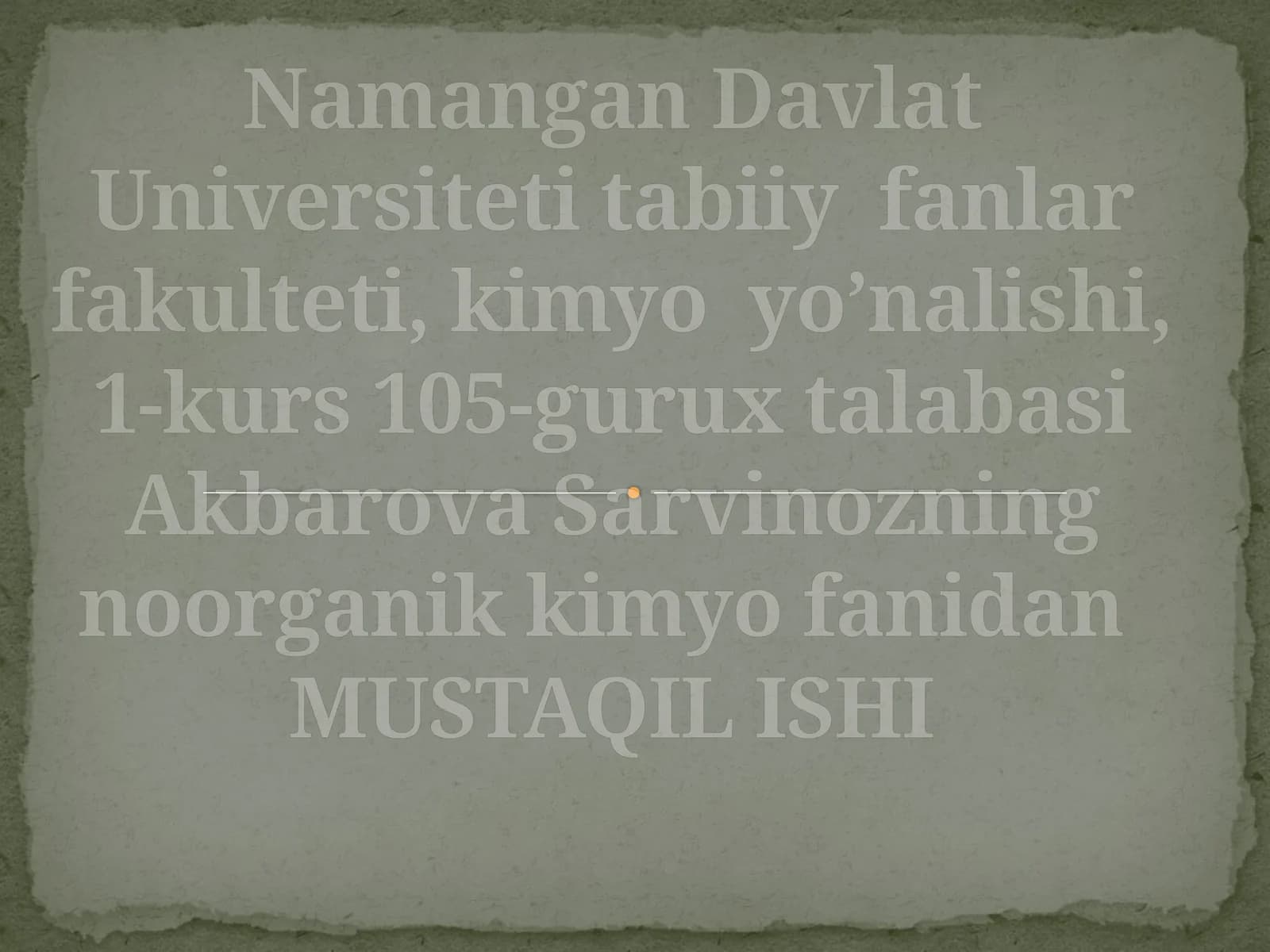 MUSTAQIL ISHI Yoqilg’ielementlari