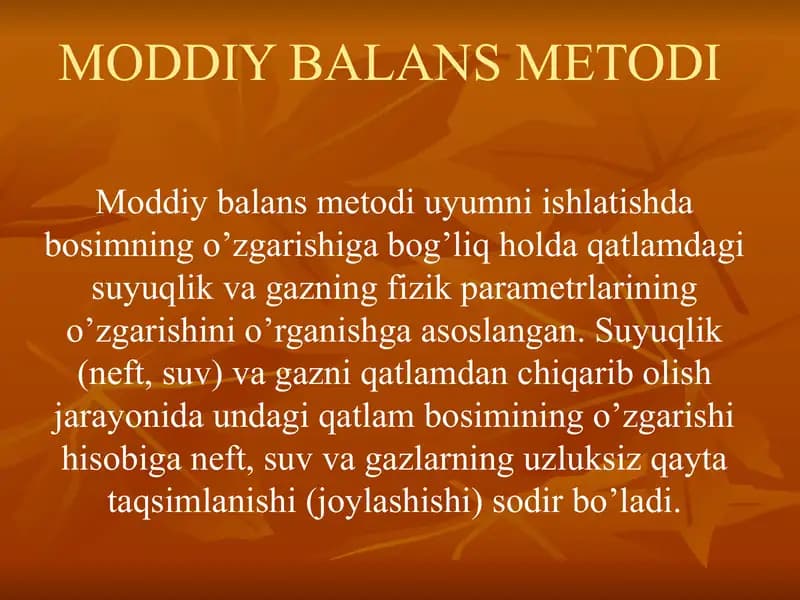 Moddiy Balans Metodi