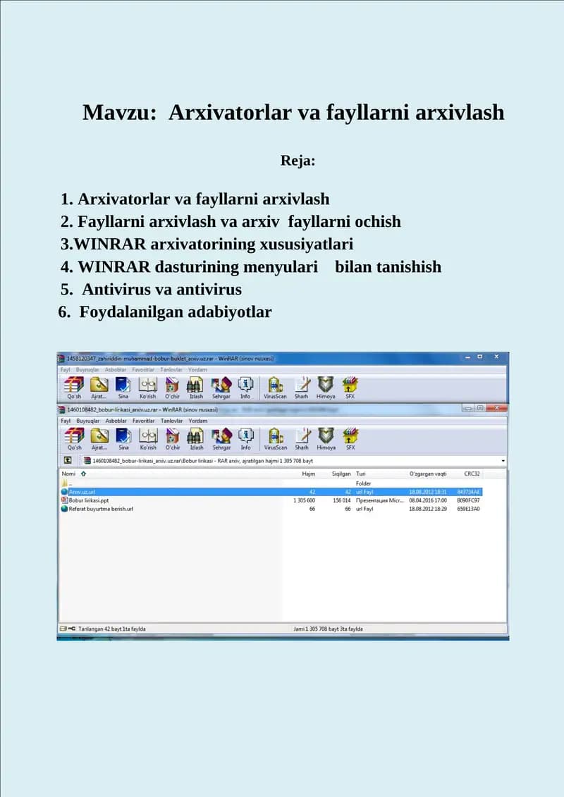 Arxivatorlar va fayllarni arxivlash