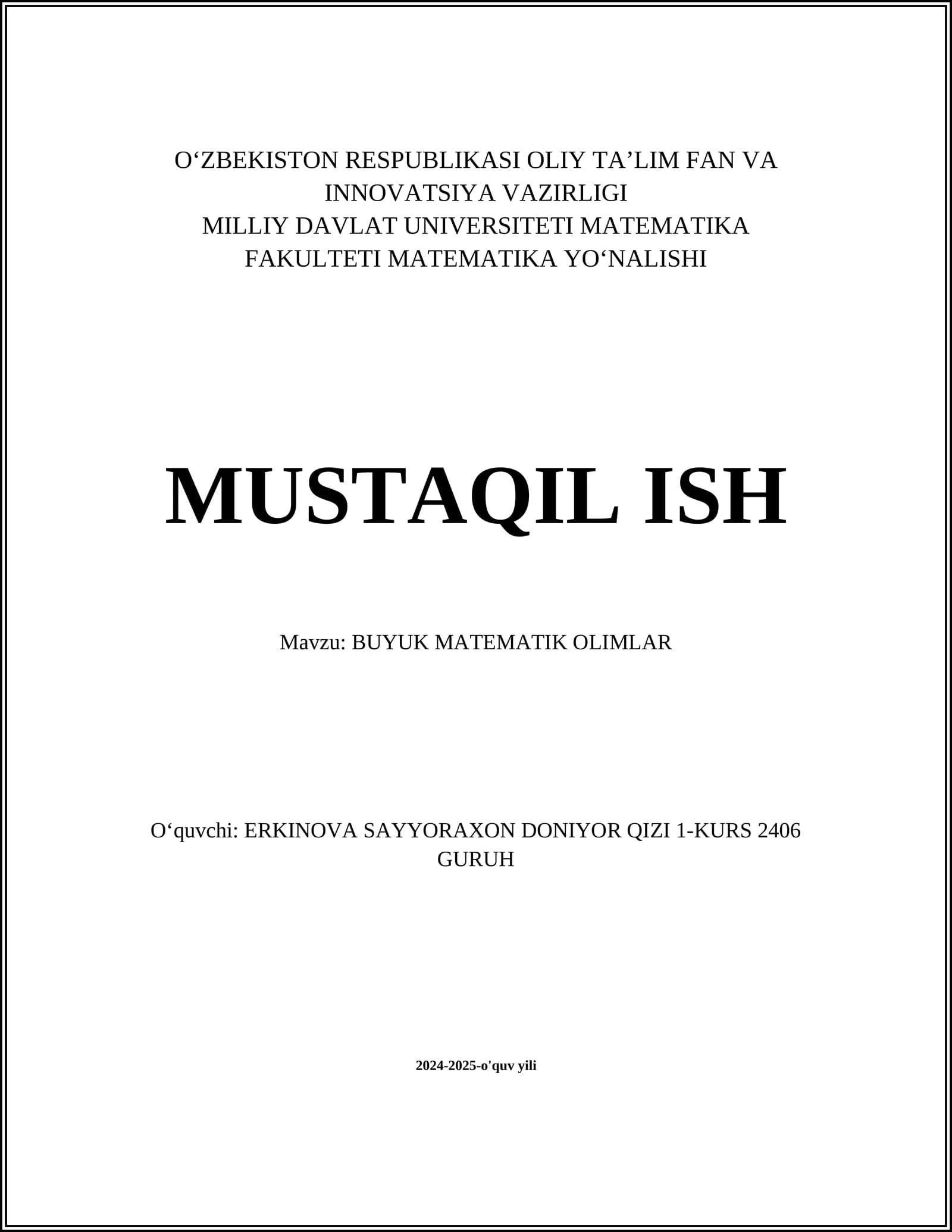 BUYUK MATEMATIK OLIMLAR