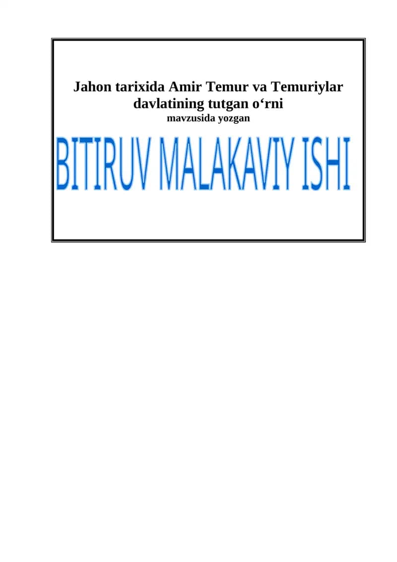 BITIRUV MALAKAVIY ISHI
