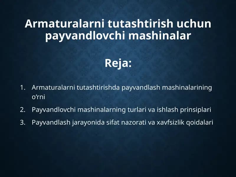 Armaturalarni tutashtirish uchun payvandlovchi mashinalar