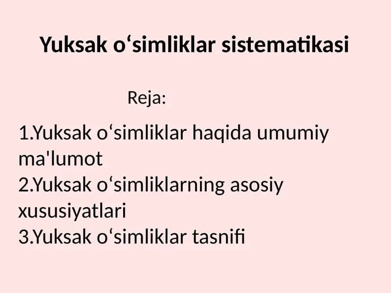 Yuksak oʻsimliklar sistematikasi