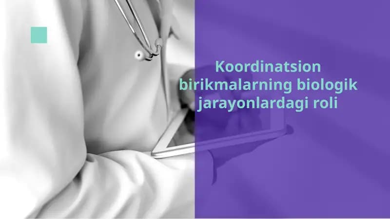Koordinatsion birikmalarning biologik jarayonlardagi roli