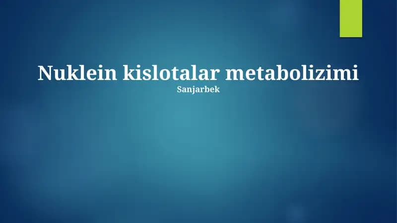 Nuklein kislotalar metabolizimi