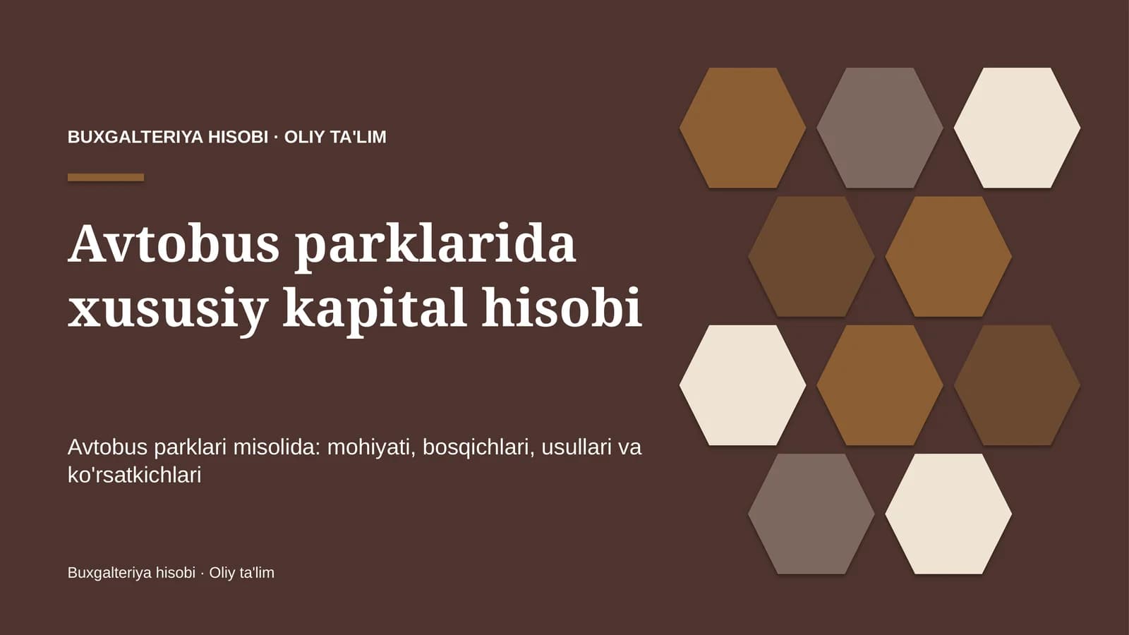 Avtobus parklarida xususiy kapital hisobi