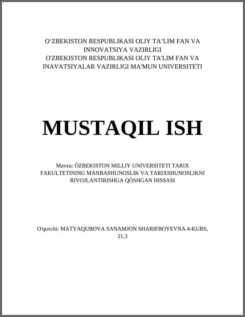 Òzbekiston Milliy Universiteti tarix fakulteti