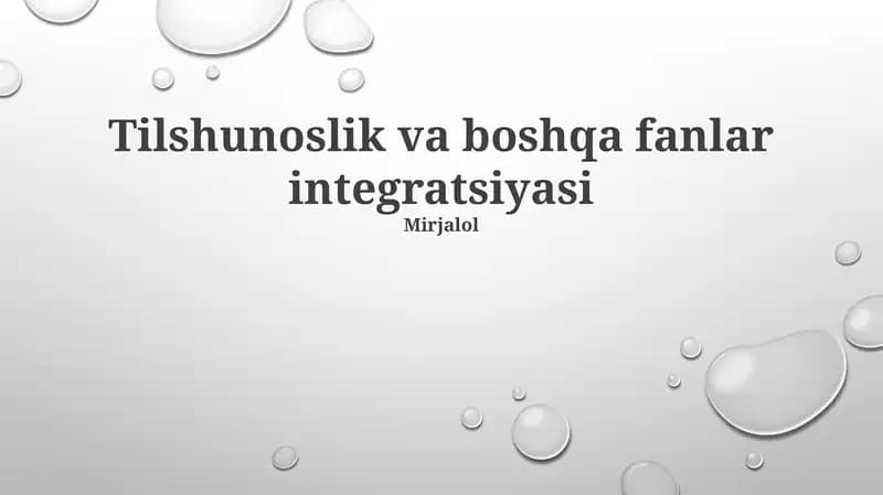 Tilshunoslik va boshqa fanlar integratsiyasi