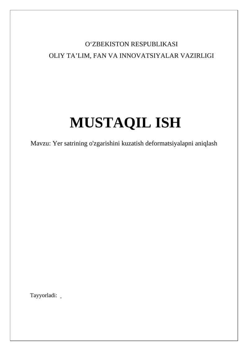 Yer satrining o'zgarishini kuzatish deformatsiyalapni aniqlash